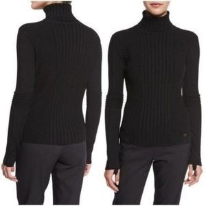 Tory Burch Inez Chevron Turtleneck Wool Blend Sweater, Size US XL